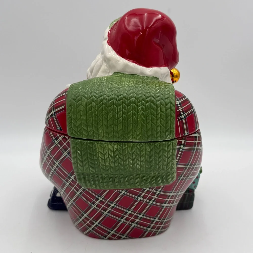 Jeffrey Banks for David's Cookies Santa in Plaid Chair Ceramic Cookie Jar